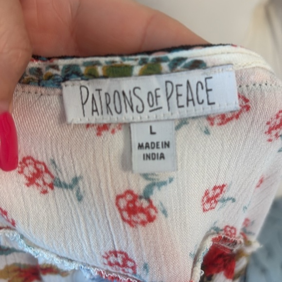 Patrons of Peace Anthropologie Floral boho babydoll top  sleeveless peplum L - Picture 7 of 11